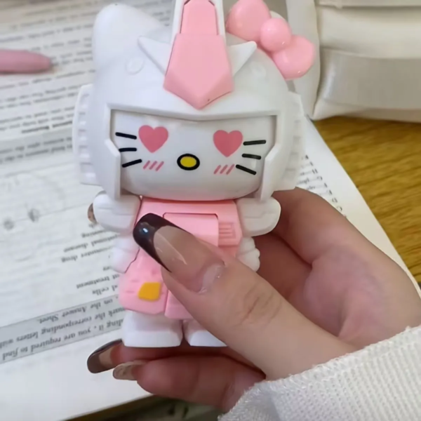 New Hello Kitty Transformer KT Cat Mech Toy Keychain Pendant Gundam Creative Toy for Couples and Best Friends - Image 2