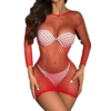 Wholesale Bestselling Sexy Fishnet Lingerie - High Stretch Semi-Sheer Hollow-Out Crotchless Bodysuit Dress, Fitted Bodycon Skirt for Women