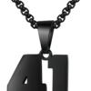 Black Stainless Steel Sports Number Necklace (00-99) for Men/Boy