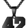 Black Stainless Steel Sports Number Necklace (00-99) for Men/Boy