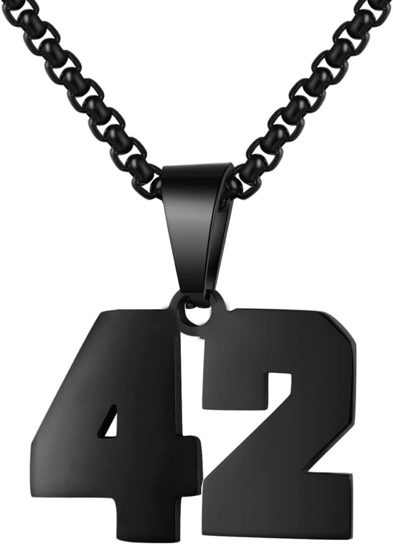 Black Stainless Steel Sports Number Necklace (00-99) for Men/Boy