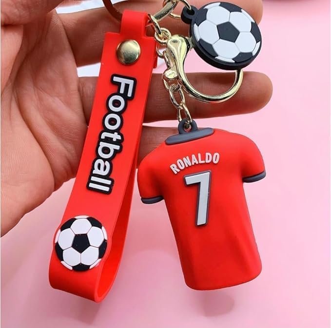 CR7 Ronaldo Red Jersey 3D Rubber Keychain