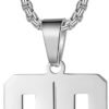 Black Stainless Steel Sports Number Necklace (00-99) for Men/Boy