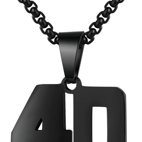 sports number necklace black stainless steel