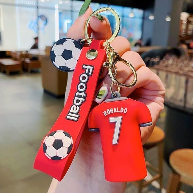 CR7 Ronaldo Red Jersey 3D Rubber Keychain