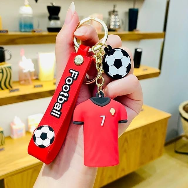 CR7 Ronaldo Red Jersey 3D Rubber Keychain