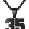 Black Stainless Steel Sports Number Necklace (00-99) for Men/Boy