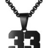 Black Stainless Steel Sports Number Necklace (00-99) for Men/Boy