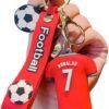 football keychain CR7 keychain red football accessory soccer themed keychain