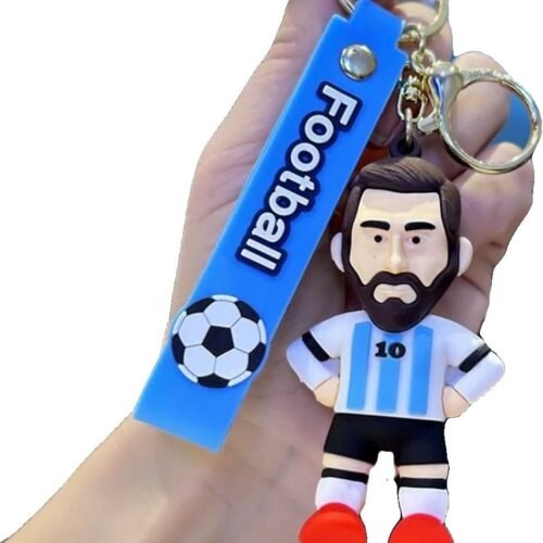 Hand holding Lionel Messi Argentina national team block-style keychain
