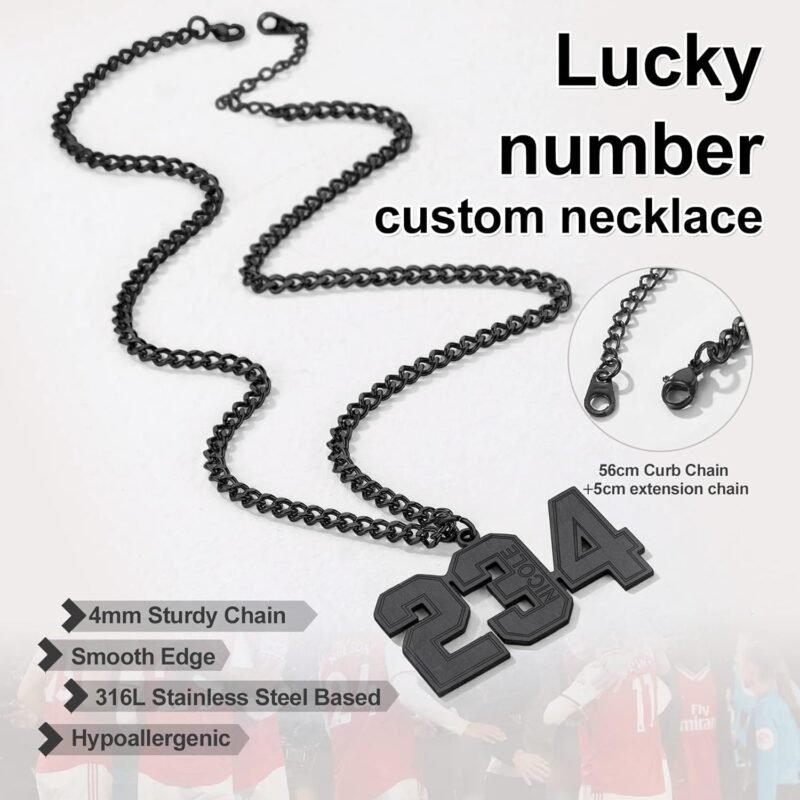 Custom Sport Jersey Number Necklace (All Genders)