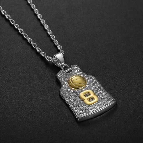 silver number 8 necklace for men